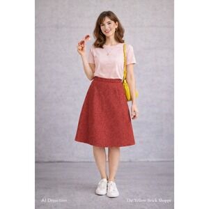 Early 1960s Handmade Wool Skirt | Small | Vintage Red A-Line | Lined